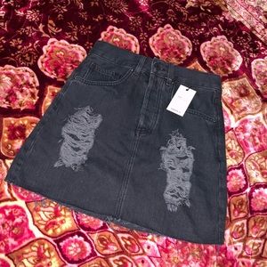 Black denim skirt